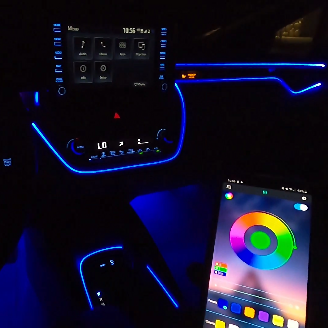 Intérieur de voiture, éclairage intérieur de voiture à LED, éclairage  intérieur de voiture, barre lumineuse à LED de voiture avec contr?le APP